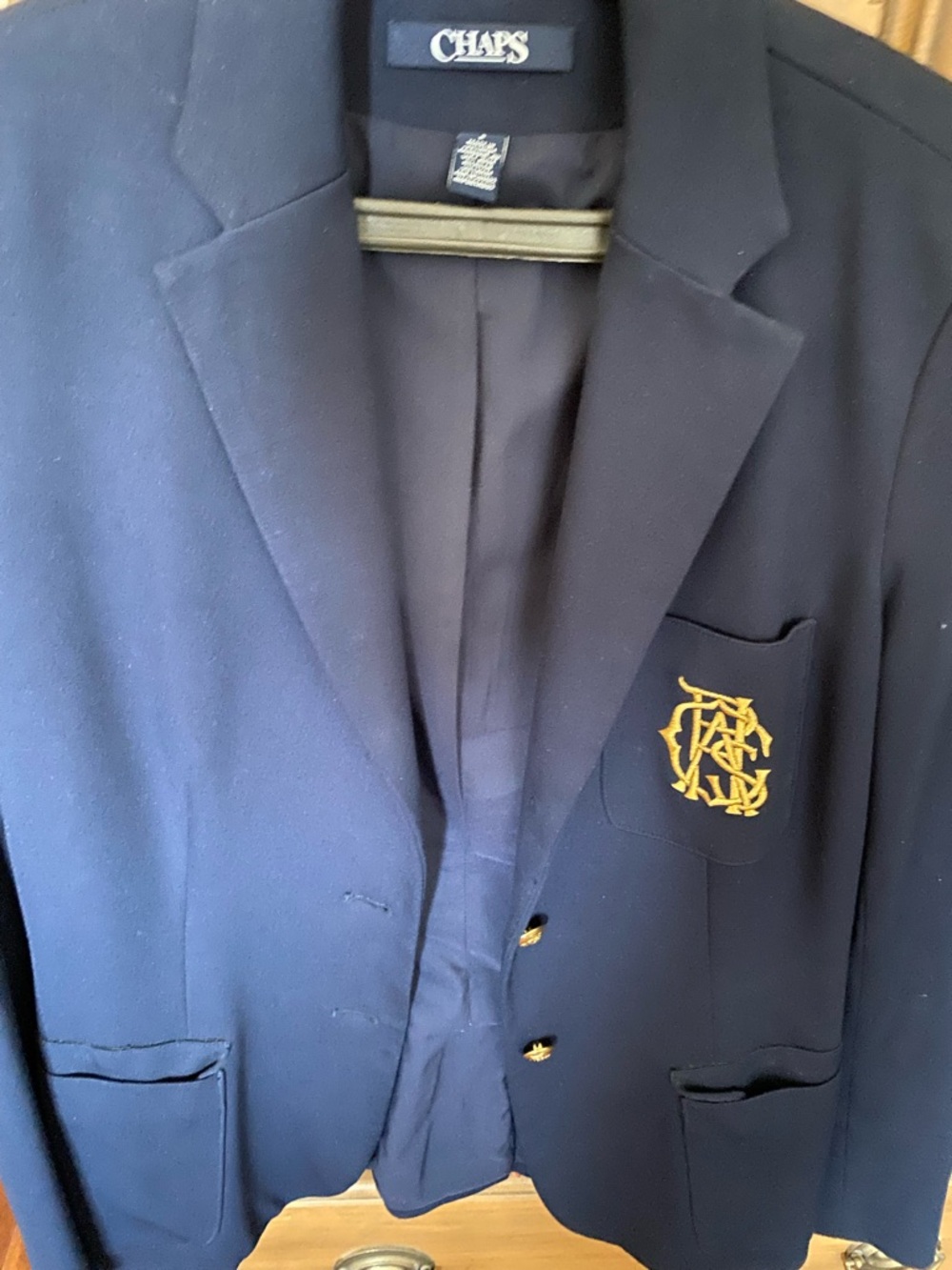 Chaps women Navy Blazer with Embroidered Crest